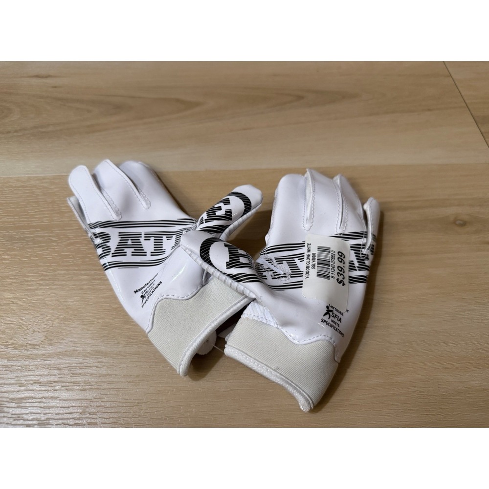 Battle Sports Doom Youth Small Football Receiver Gloves - White